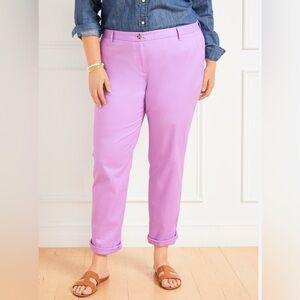 Talbots Women’s Relaxed Chino Cotton Straight Leg Pants Size 14 Lavender EUC